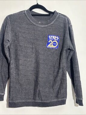 boxercraft charcoal gray ribbed sweatshirt with blue & yellow patch